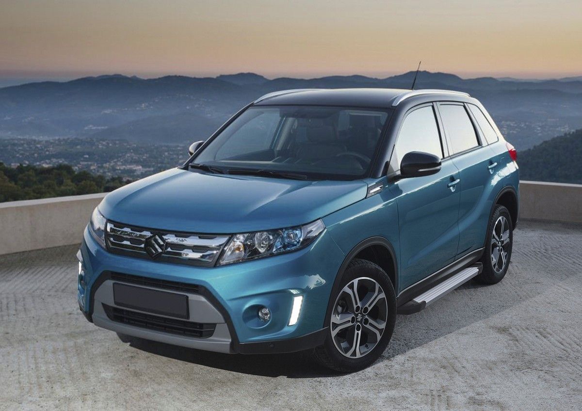 Пороги алюминиевые Rival Silver для Suzuki Vitara IV 2015-2018. Артикул F160AL.5503.1