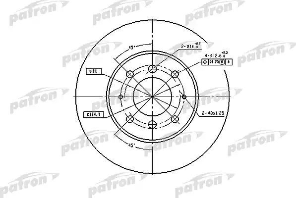 Тормозной диск Patron передний для Mitsubishi Galant VIII 1997-2003. Артикул PBD4345