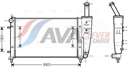 Радиатор охлаждения двигателя AVA для Fiat Idea 2004-2016. Артикул FT2290