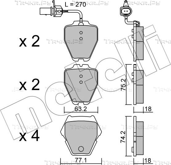 Тормозные колодки Metelli передние для Audi A6 II (C5) 1997-2005. Артикул 22-0774-1