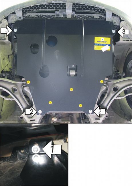 Защита Мотодор для картера, КПП Hyundai i20 I 2009-2014. Артикул 01010