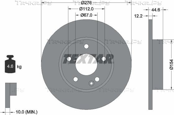 Тормозной диск Textar Pro передний для Mercedes-Benz A-Класс II (W169) 2004-2012. Артикул 92131803