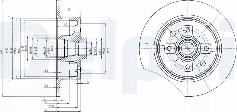Тормозной диск Delphi. Артикул BG2571