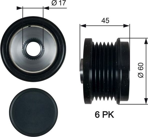 Муфта генератора обгонная Gates DriveAlign® для Volvo V70 III 2010-2015. Артикул OAP7155