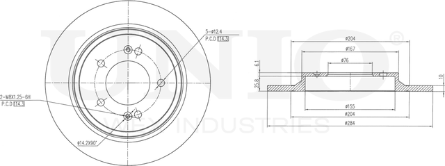 Диск тормозной (Unio). Артикул BRD-20292