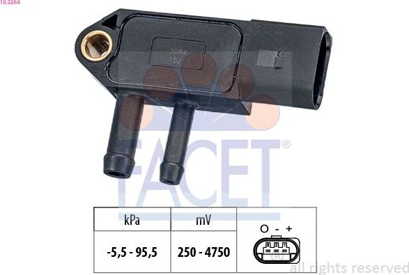 Датчик абсолютного давления (ДАД, MAP) Facet Made in Italy - OE Equivalent для Volkswagen Touareg I 2003-2010. Артикул 10.3264