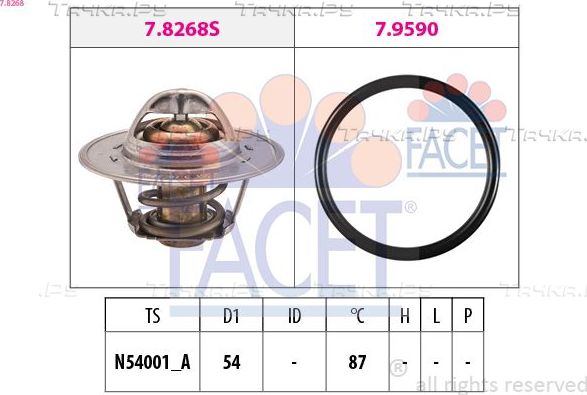 Термостат Facet Made in Italy - OE Equivalent для Volkswagen Polo IV 2005-2009. Артикул 7.8268