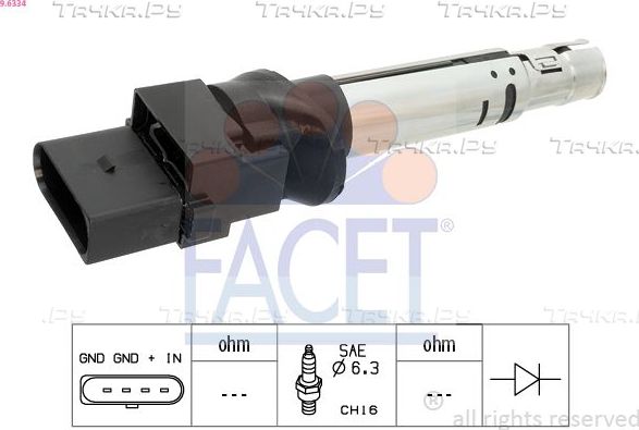 Катушка зажигания Facet Made in Italy - OE Equivalent для Volkswagen Golf V 2005-2008. Артикул 9.6334