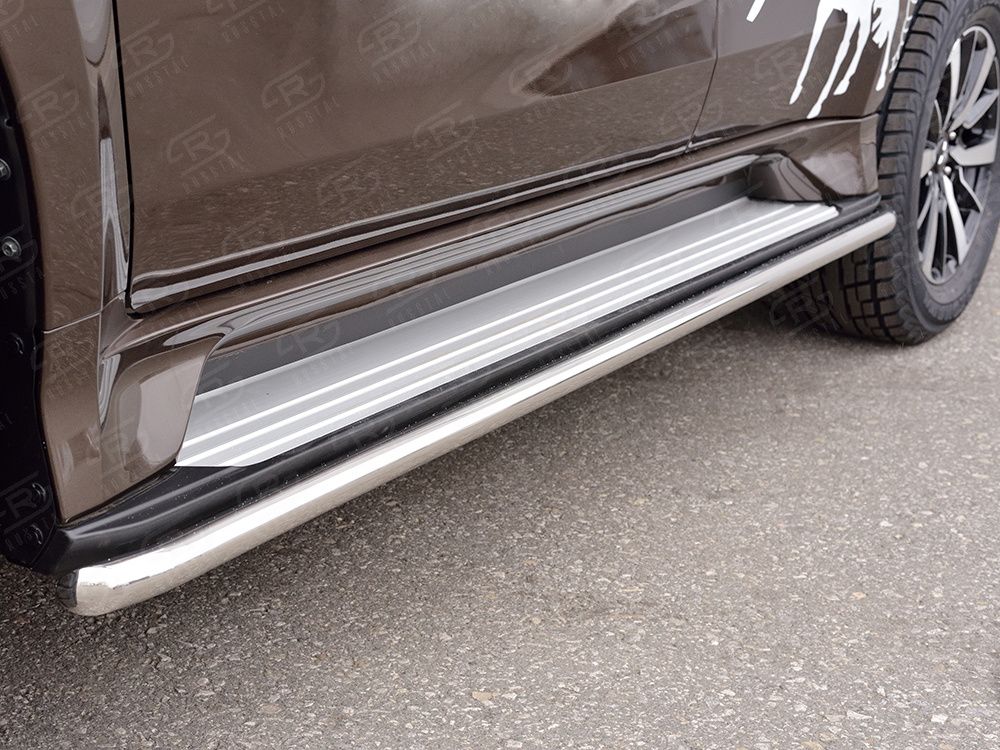 Защита порогов RusStal труба d42 для Mitsubishi Pajero Sport III рестайлинг 2021-2026. Артикул MPJST-002487