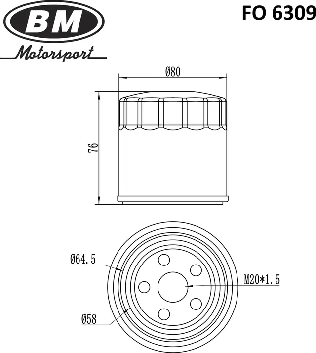 Фильтр масляный (BM). Артикул FO6309