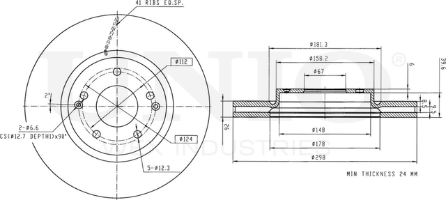 Диск тормозной (Unio). Артикул BRD-20105