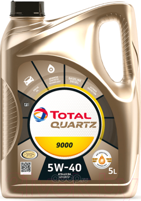 Моторное масло синтетическоеTOTAL Quartz 9000 5W40, 5 л. Артикул 213678