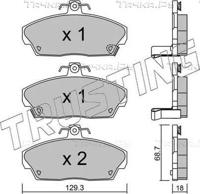 Тормозные колодки Trusting передние для Honda Concerto 1989-1995. Артикул 177.0