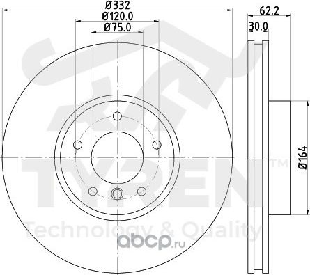 Тормозной диск (Tyren). Артикул TYR1010921