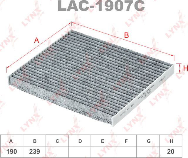Салонный фильтр LYNXauto. Артикул LAC-1907C