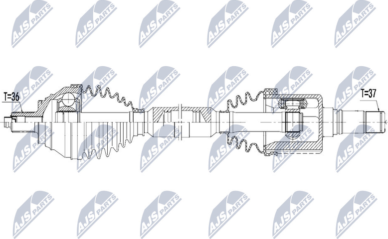 Полуось (привод в сборе, приводной вал) NTY. Артикул NPW-VW-083