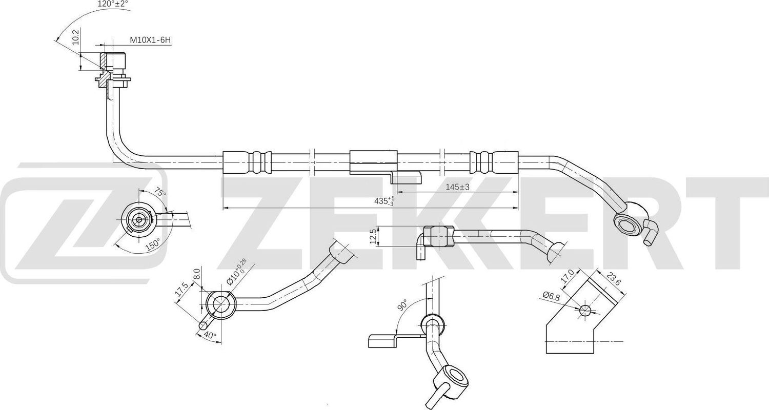 Тормозной шланг Zekkert. Артикул BS-9042