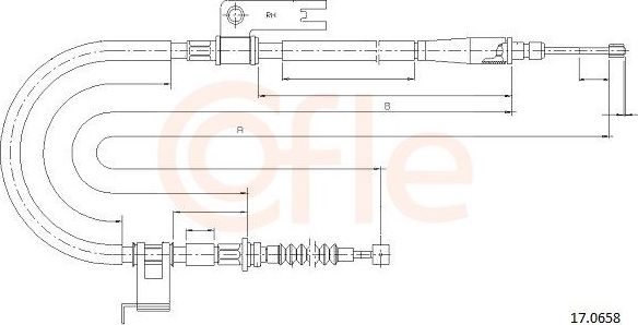 Трос ручника (тросик ручного тормоза) Cofle задний правый для Mazda 323 VI (BJ) 1998-2004. Артикул 92.17.0658