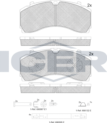 Тормозные колодки Icer. Артикул 152124-066