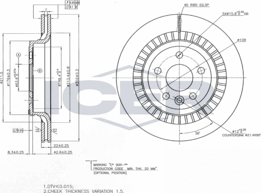 Тормозной диск Icer. Артикул 78BD7305-2