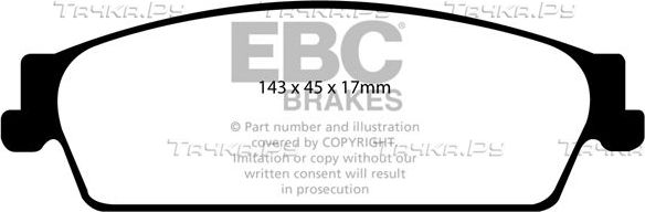 Тормозные колодки EBC Brakes задние для Chevrolet Avalanche II 2007-2013. Артикул DP1780