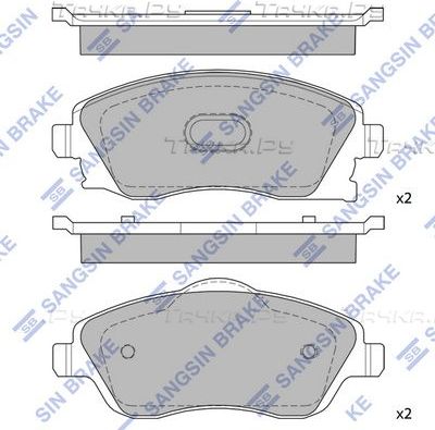 Тормозные колодки Sangsin Hi-Q передние для Opel Corsa C 2000-2009. Артикул SP1745