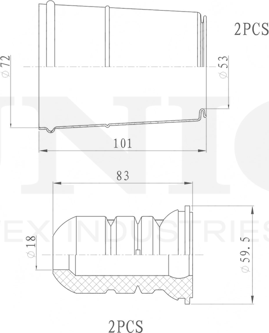 Отбойник и пыльник амортизатора, комплект (Unio). Артикул DUC-50077