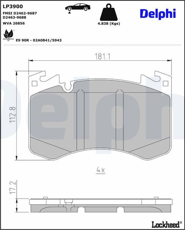 Тормозные колодки Delphi. Артикул LP3900