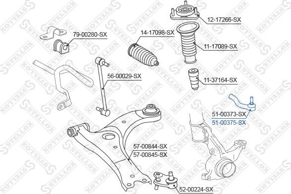 Наконечник рулевой тяги Stellox правый для Toyota Verso I 2009-2018. Артикул 51-00375-SX