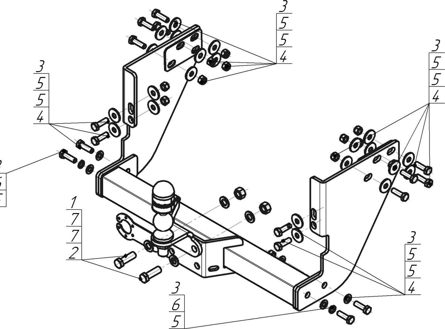 Фаркоп Мотодор оцинкованный для Isuzu Elf NMR85H 2011-2026. Артикул 96401-FE