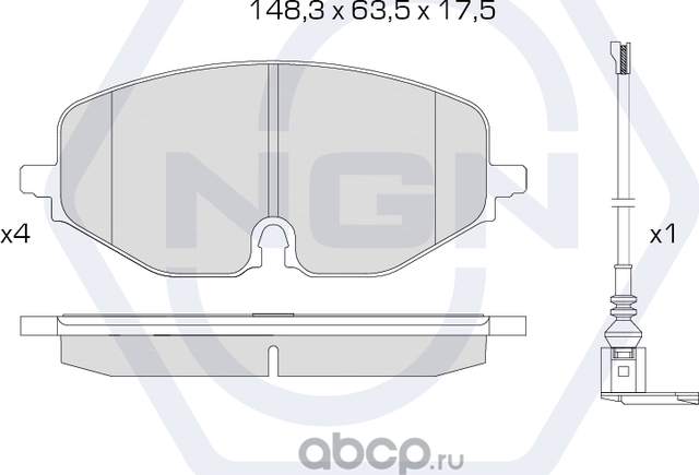 Колодки тормозные керамические, передние (NGN). Артикул 3502368
