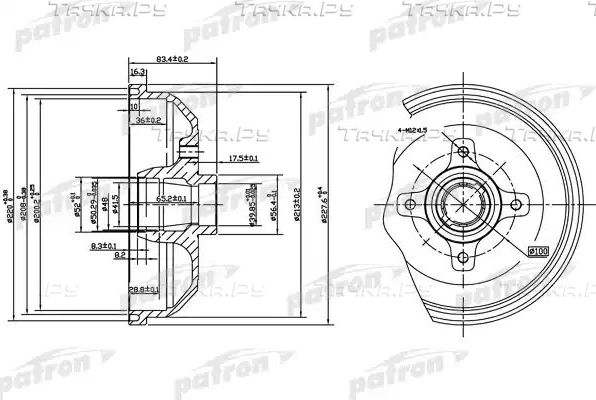 Тормозной барабан Patron задний для Chevrolet Corsa 1994-2002. Артикул PDR1115