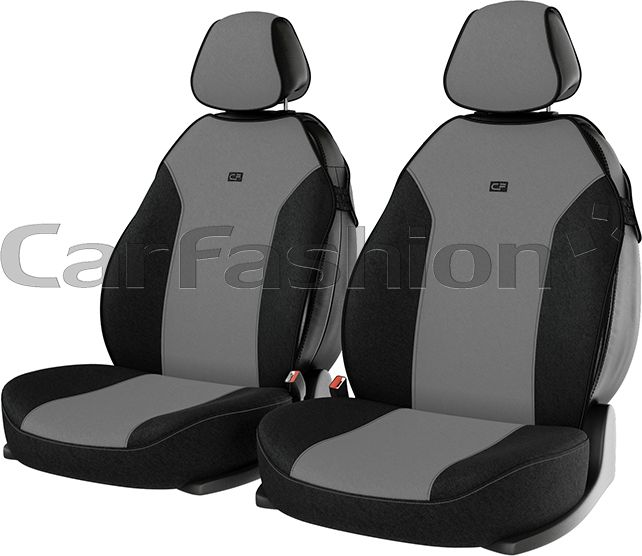 Накидки универсальные CarFashion Bingo на передние сидения авто, цвет Серый/Черный/Серый/LOGO черный. Артикул 21016
