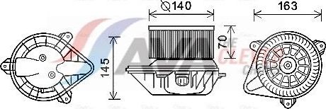 Вентилятор, мотор печки (отопителя) салона AVA (полимерный материал) для Peugeot 607 I 2000-2011. Артикул PE8373