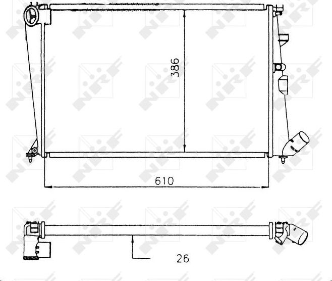 Радиатор охлаждения двигателя NRF (алюминий). Артикул 58914