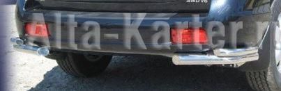 Защита Slitkoff задняя d57/42 уголки двойные ЧЕРНАЯ матовая для Hyundai Tucson I 2004-2009. Артикул HT011B