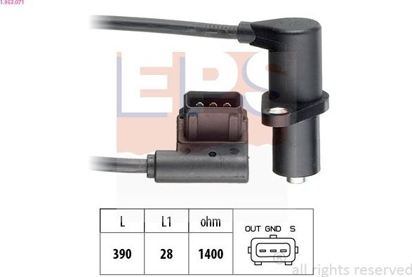 Датчик положения распредвала EPS Made in Italy - OE Equivalent. Артикул 1.953.071