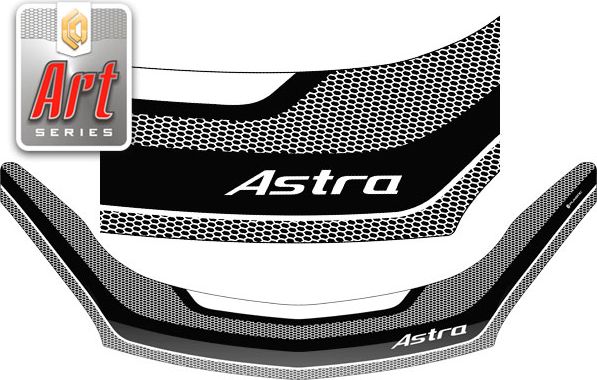 Дефлектор СА Пластик для капота (Серия Art серебро) Opel Astra хэтчбэк 5 Door H 2004–2014. Артикул 2010012706300