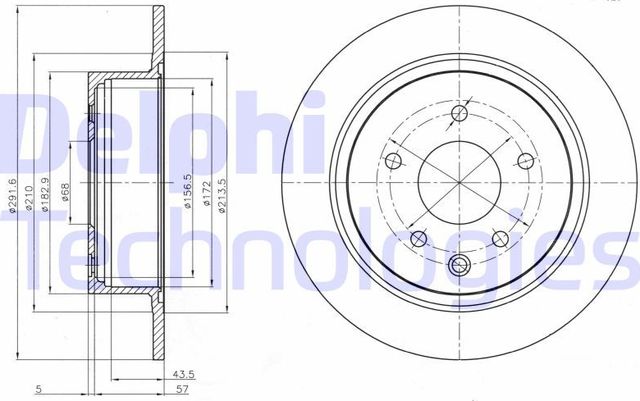 Тормозной диск Delphi задний для Peugeot Expert III 2016-2026. Артикул BG4806C