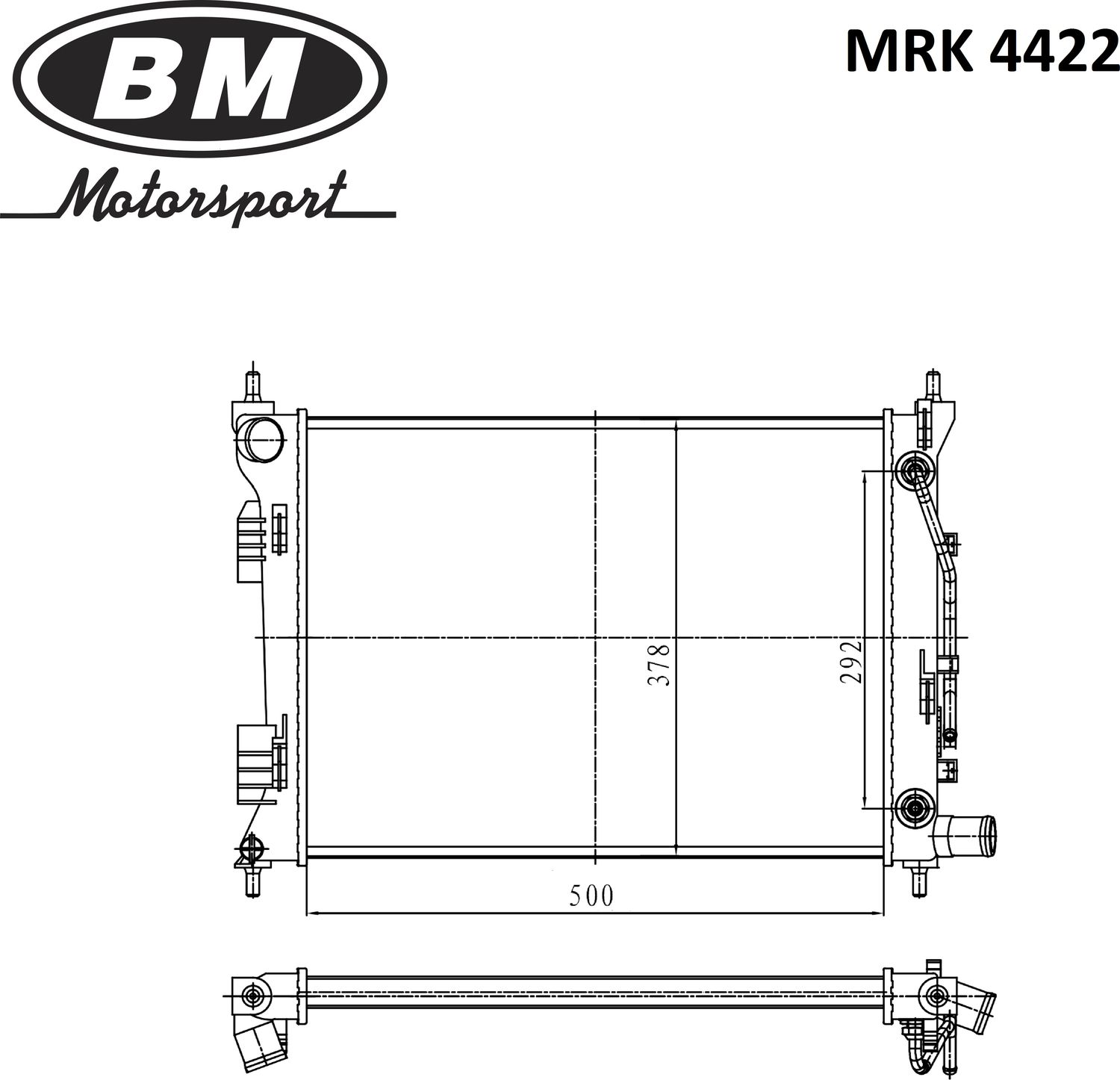 Радиатор двигателя HYUNDAI/KIA SOLARIS 11-17/ RIO III MT/AT/ AC +/- (BM). Артикул MRK 4422