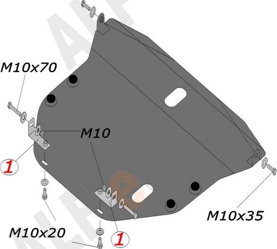 Защита алюминиевая Alfeco для картера и КПП Hyundai Accent II 1999-2012. Артикул ALF.10.01al