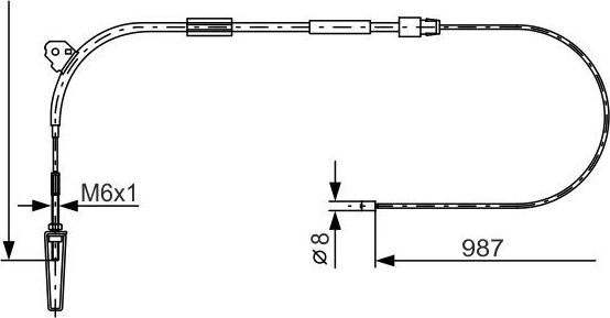 Трос ручника (тросик ручного тормоза) Bosch. Артикул 1 987 477 960