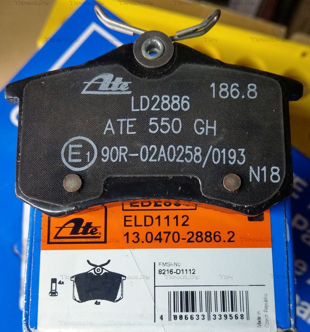 Тормозные колодки ATE Ceramic задние для SEAT Toledo II 1998-2004. Артикул 13.0470-2886.2