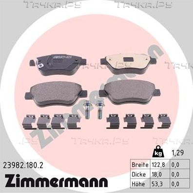 Тормозные колодки Zimmermann передние для Opel Adam I 2012-2019. Артикул 23982.180.2
