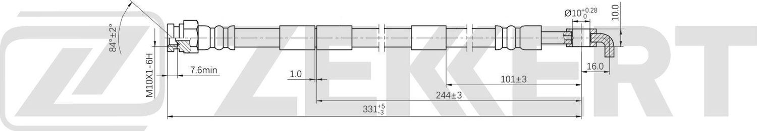 Тормозной шланг Zekkert. Артикул BS-9039