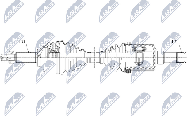 Полуось (привод в сборе, приводной вал) NTY для Ford Transit Custom I 2012-2026. Артикул NPW-FR-075