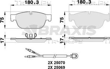 Тормозные колодки Braxis передние для Citroen C6 2009-2012. Артикул AB0269