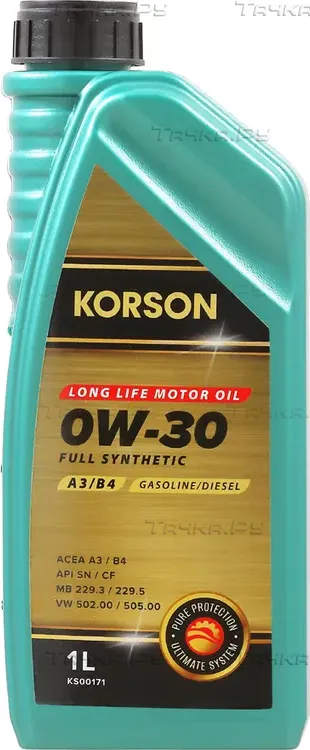 0W-30 FULL SYNTHETIC A3/B4 1л (синт. мотор. масло.) (Korson). Артикул KS00171