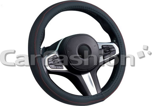 Оплётка на руль CarFashion Derby S (размер S, экокожа, цвет ЧЕРНЫЙ/КРАСНЫЙ). Артикул 31688
