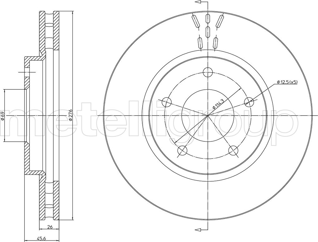 Тормозной диск Metelli. Артикул 23-1269C